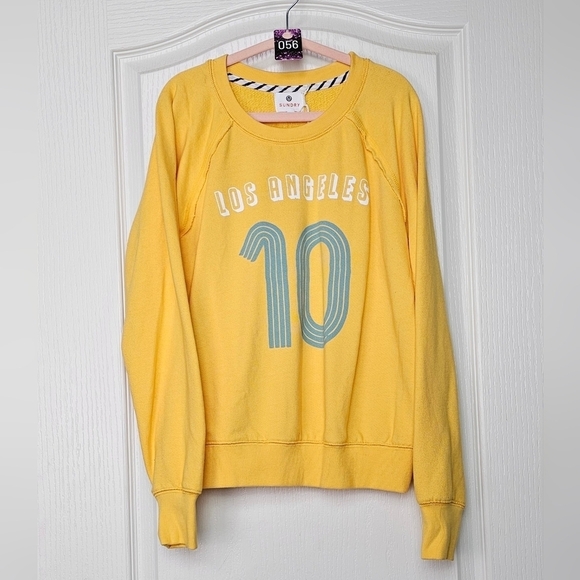 Womens Yellow Sundry Los Angeles 10 Pullover Sweatshirt XS Soft and Cozy - Picture 1 of 10